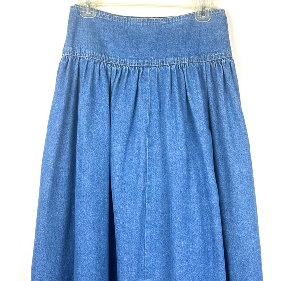 Vintage 90’s Candie’s Prairie Western Button Down Denim Maxi Midi Skirt - Picture 9 of 16